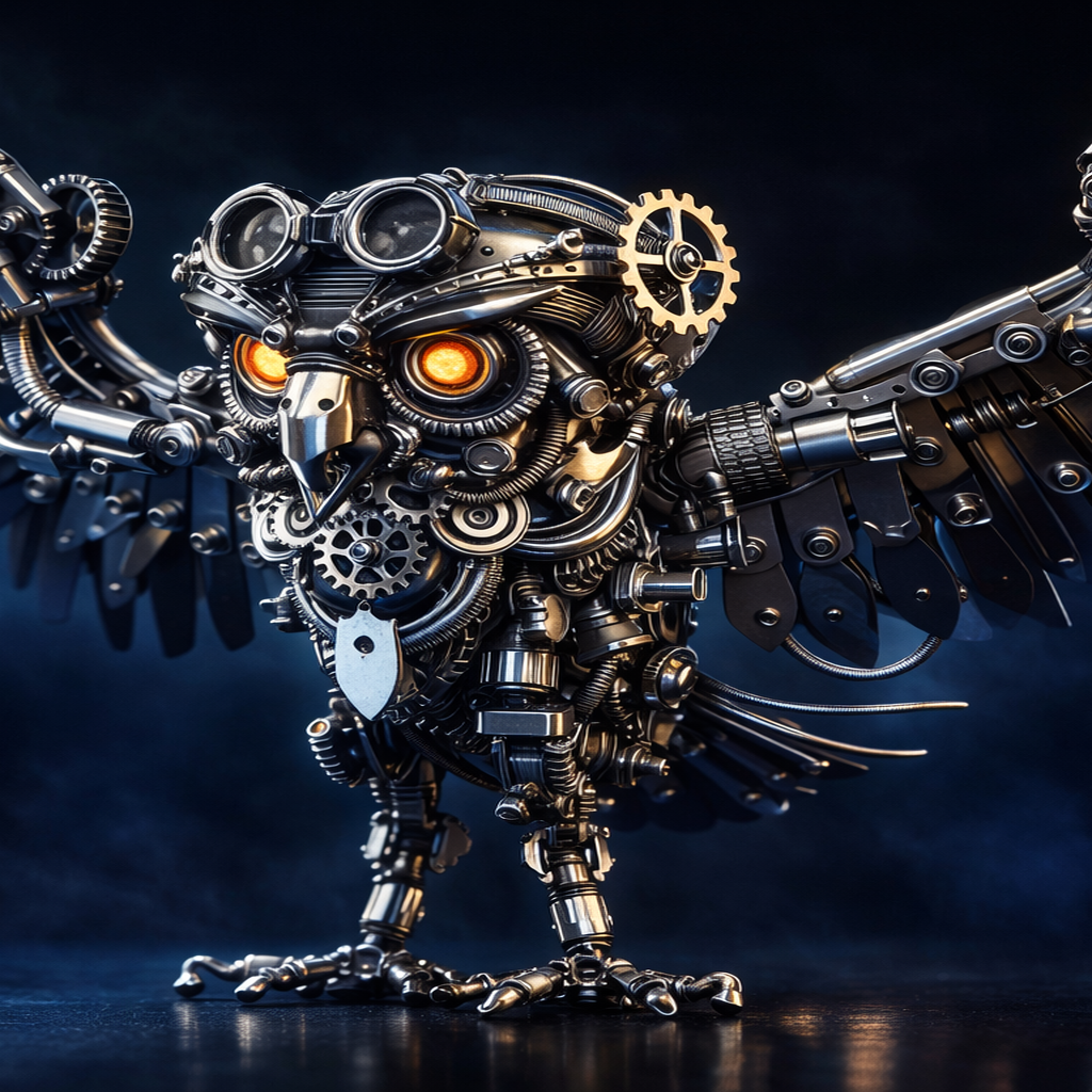 billede af 3d steampunk ugle