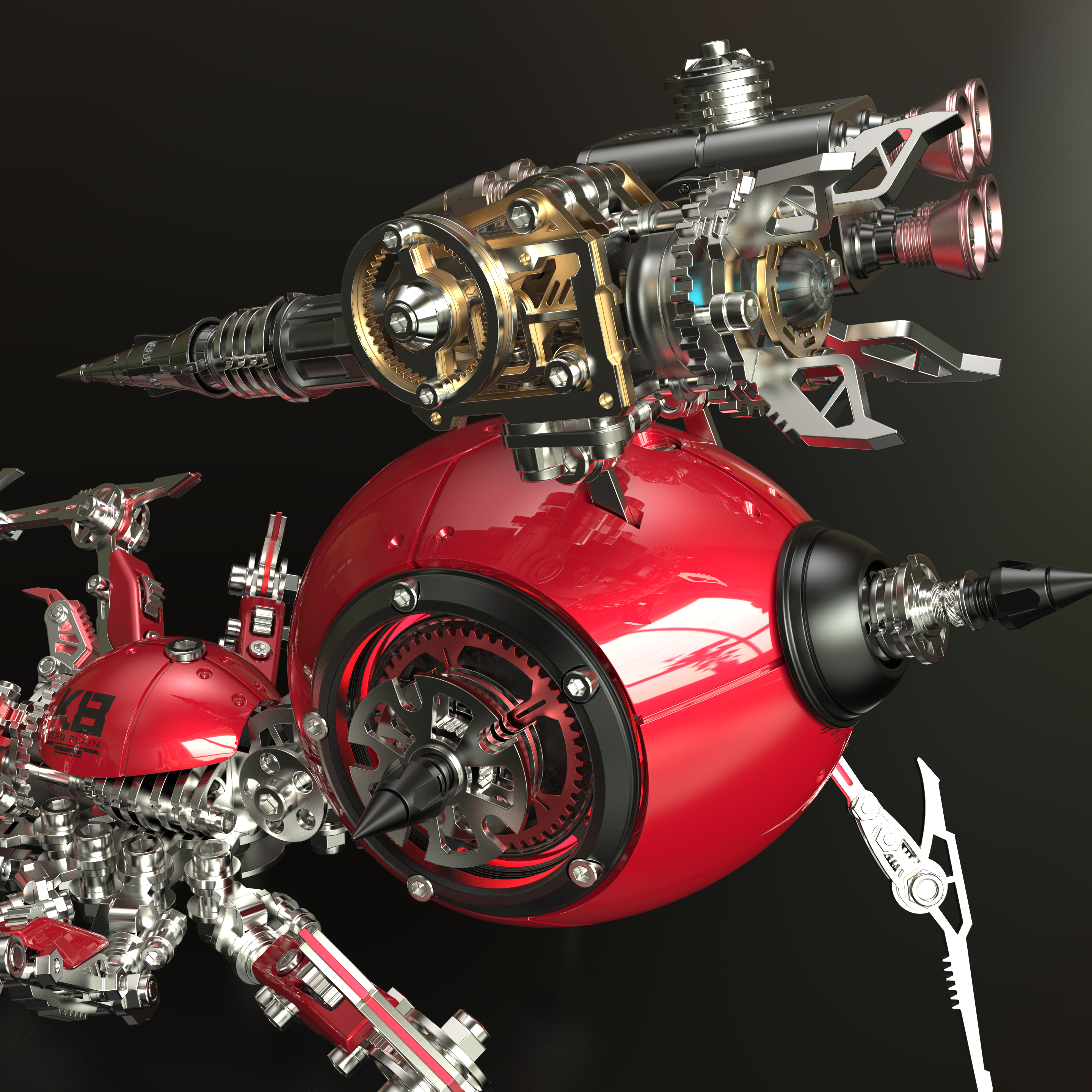 Detaljebillede af 3d War Spider Overlord - All Metal Red