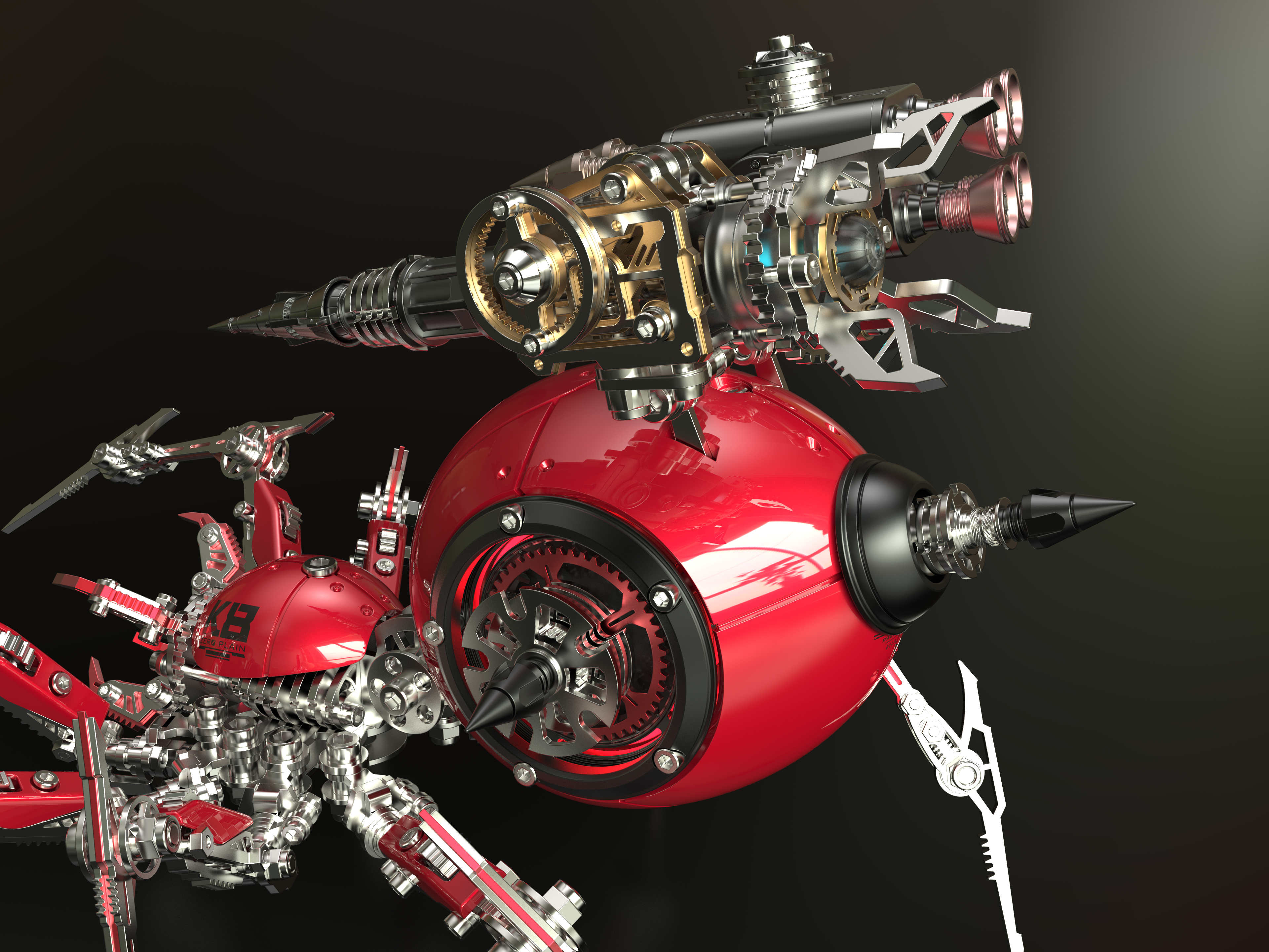Detaljebillede af 3d War Spider Overlord - All Metal Red