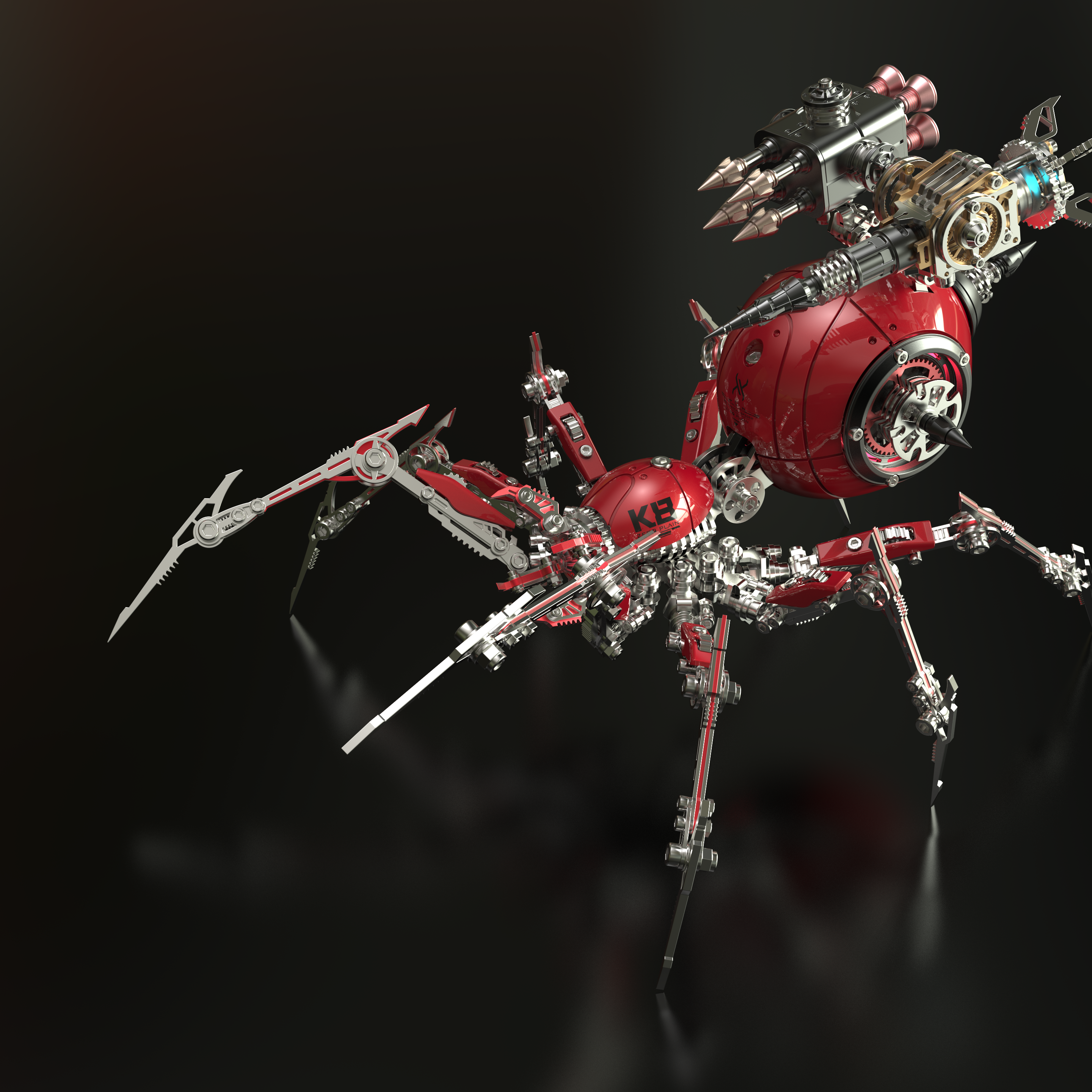 Detaljebillede af 3d War Spider Overlord - All Metal Red