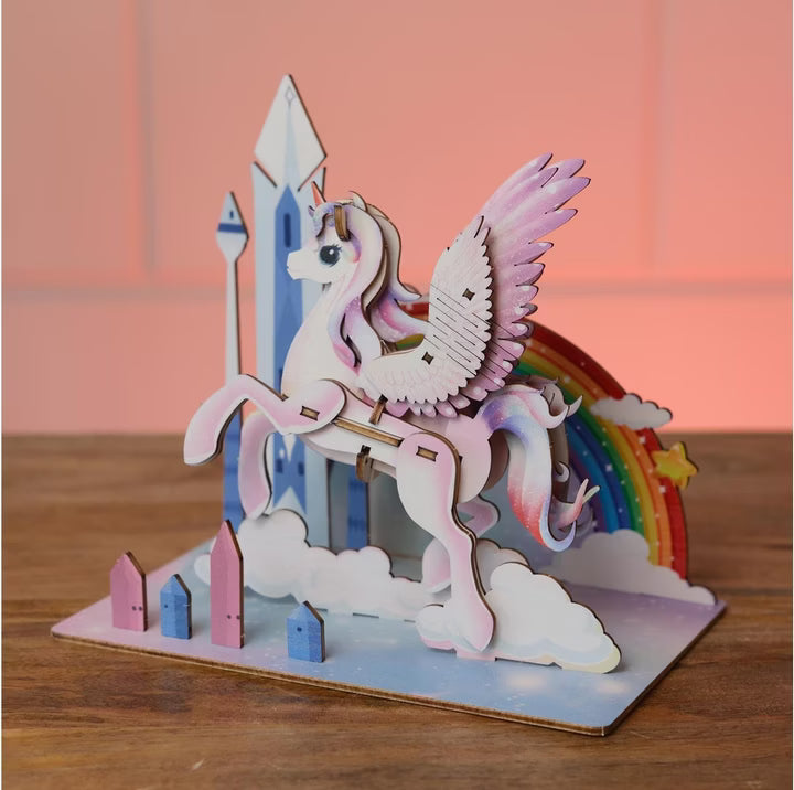 Detaljebillede af Unicorn 3D Puzzle fra EscapeWelt – 3D Træpuslespil for Kids