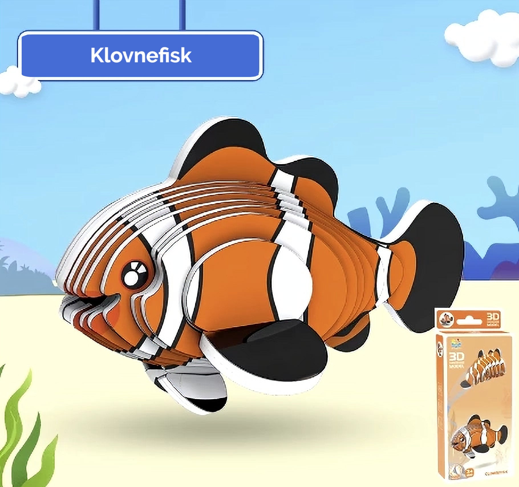 3D Paper Puzzle Klovnefisk - Byggesæt fra Puzzles & More