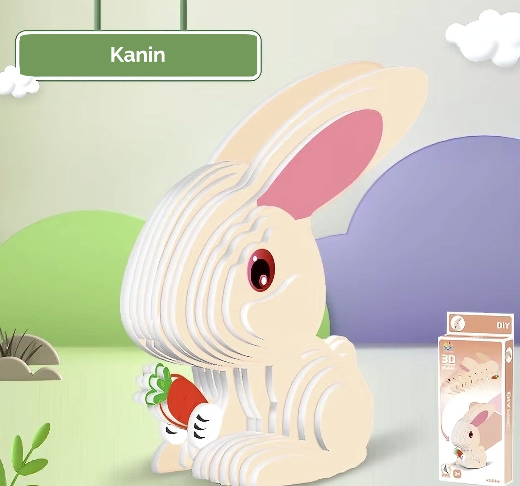 3D Paper Puzzle Kanin - Byggesæt fra Puzzles & More