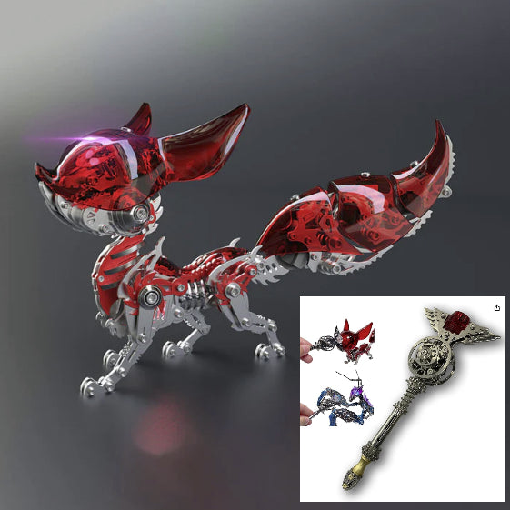 3D Fox metal puzzle + 3D Wand metal puzzle vist som samlet model