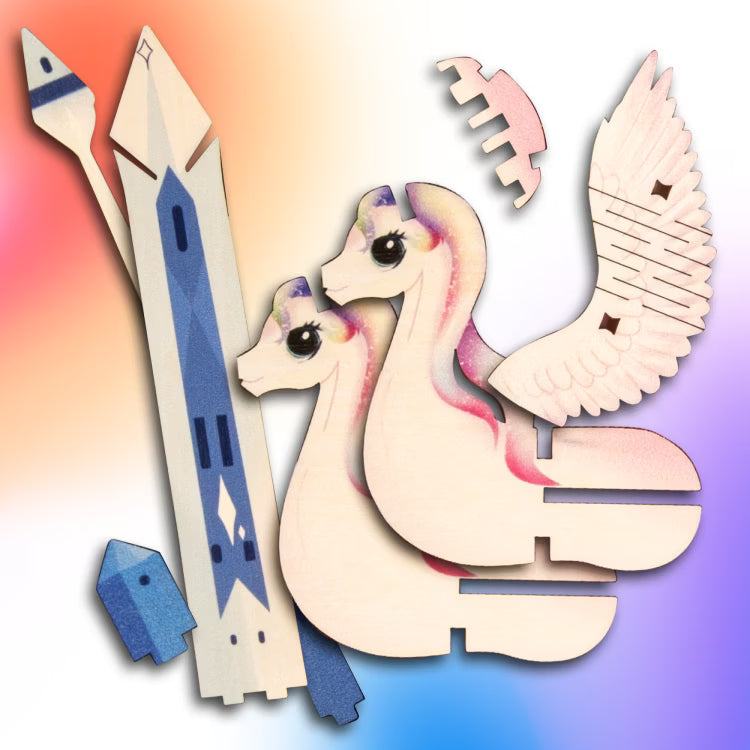 Detaljebillede af Unicorn 3D Puzzle fra EscapeWelt – 3D Træpuslespil for Kids