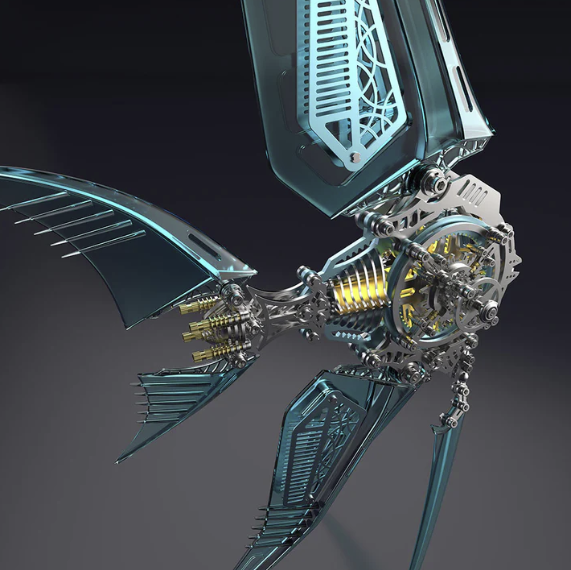 Detaljebillede af 3D Angel Fish Blue metal puzzle