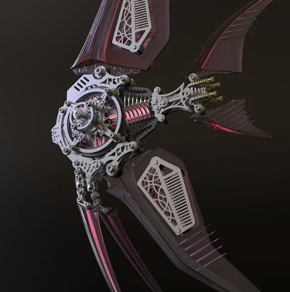 Detaljebillede af 3D Angel Fish Red metal puzzle