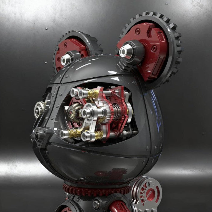 Detaljebillede af 3D Cyberpunk Mecha Bear Red/Black