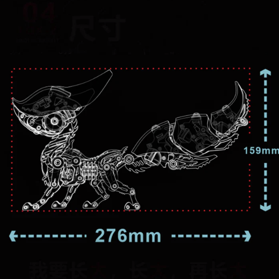 Detaljebillede af 3D metal puzzle Black Fox
