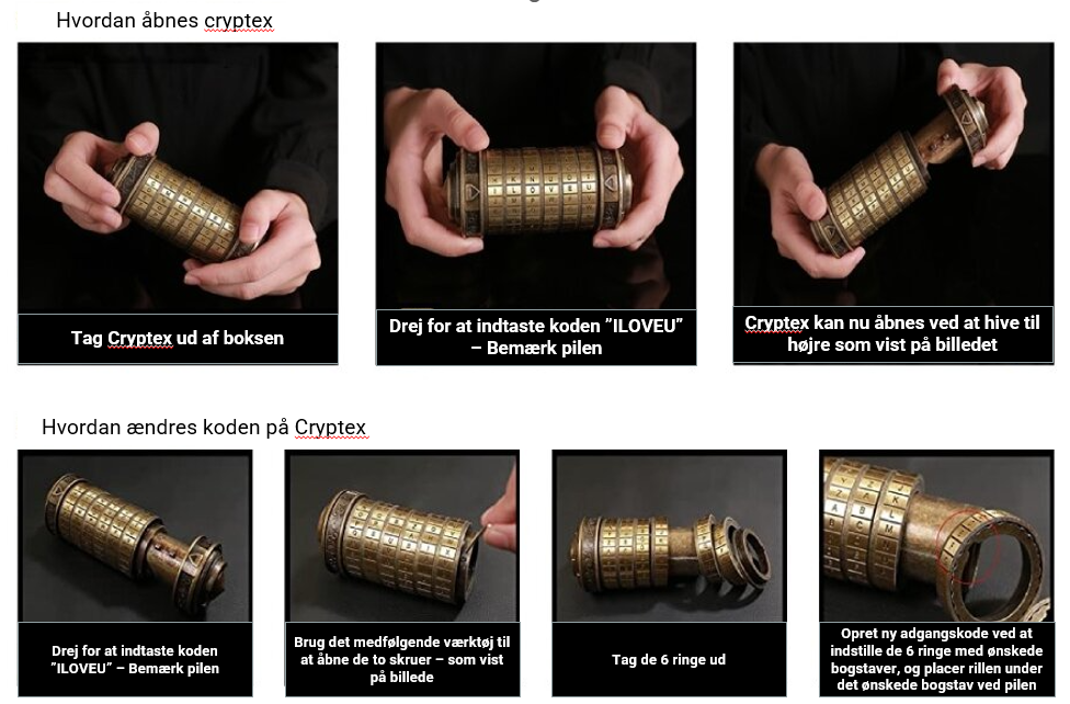 Detaljebillede af Da Vinci Cryptex puzzle box - Guld
