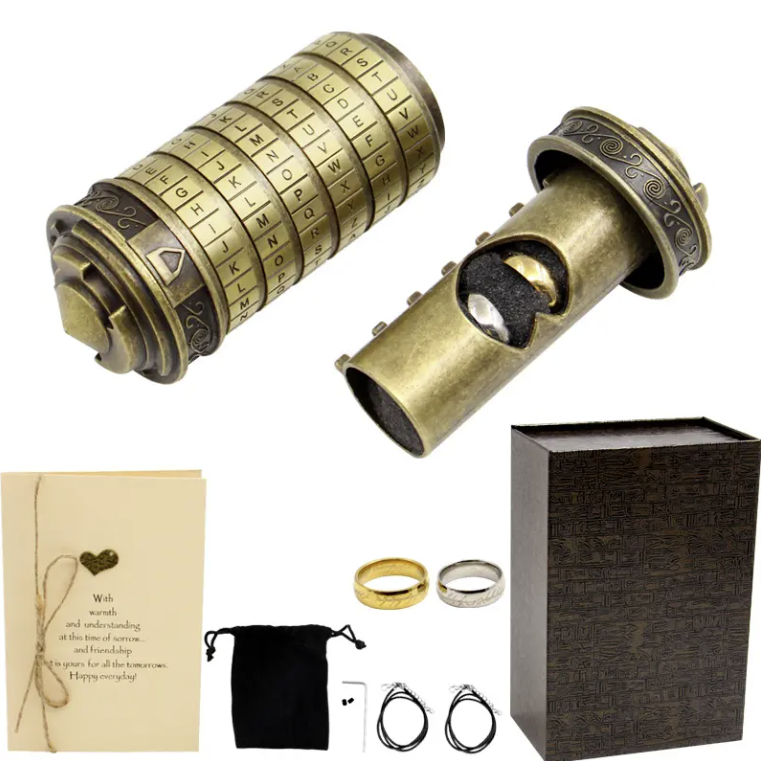 Detaljebillede af Da Vinci Cryptex puzzle box - Rustik/Hvid