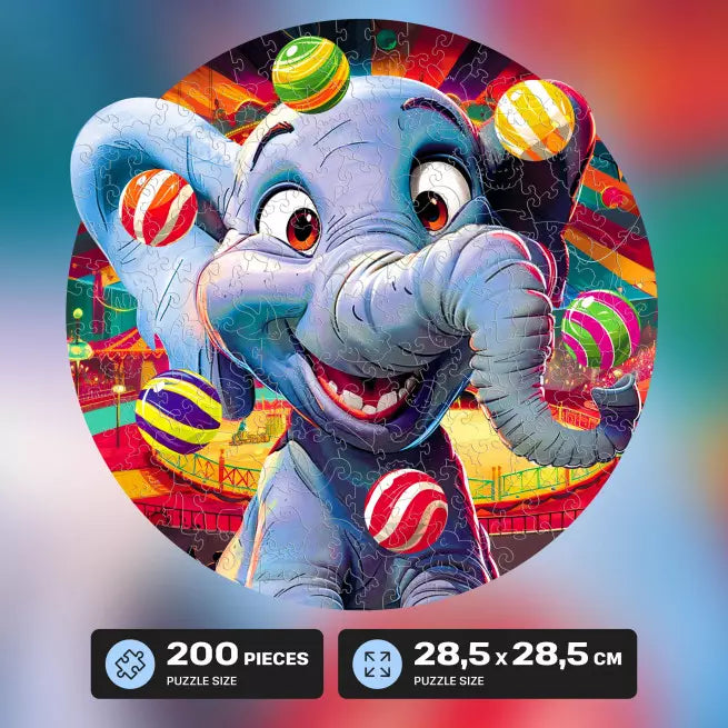 Detaljebillede af Funny Elephant Puzzle 200 pieces fra EscapeWelt – Træpuslespil