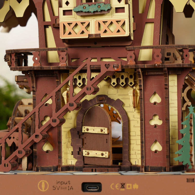 Detaljebillede af ROKR Cuckoo Clock – Mekanisk 3D Træpuslespil