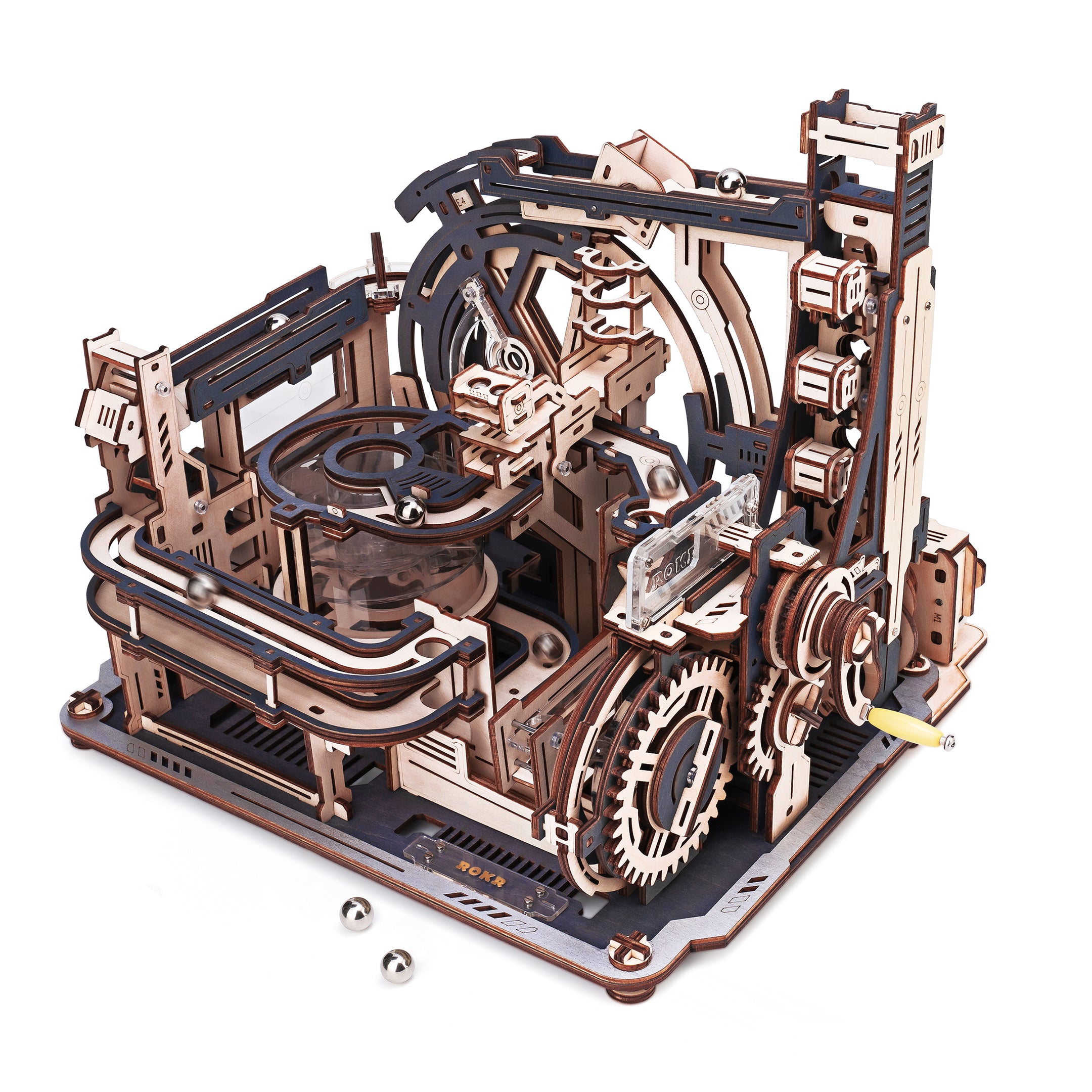 ROKR Marble Spaceport – Mekanisk 3D Kuglebane i Træ vist som samlet model