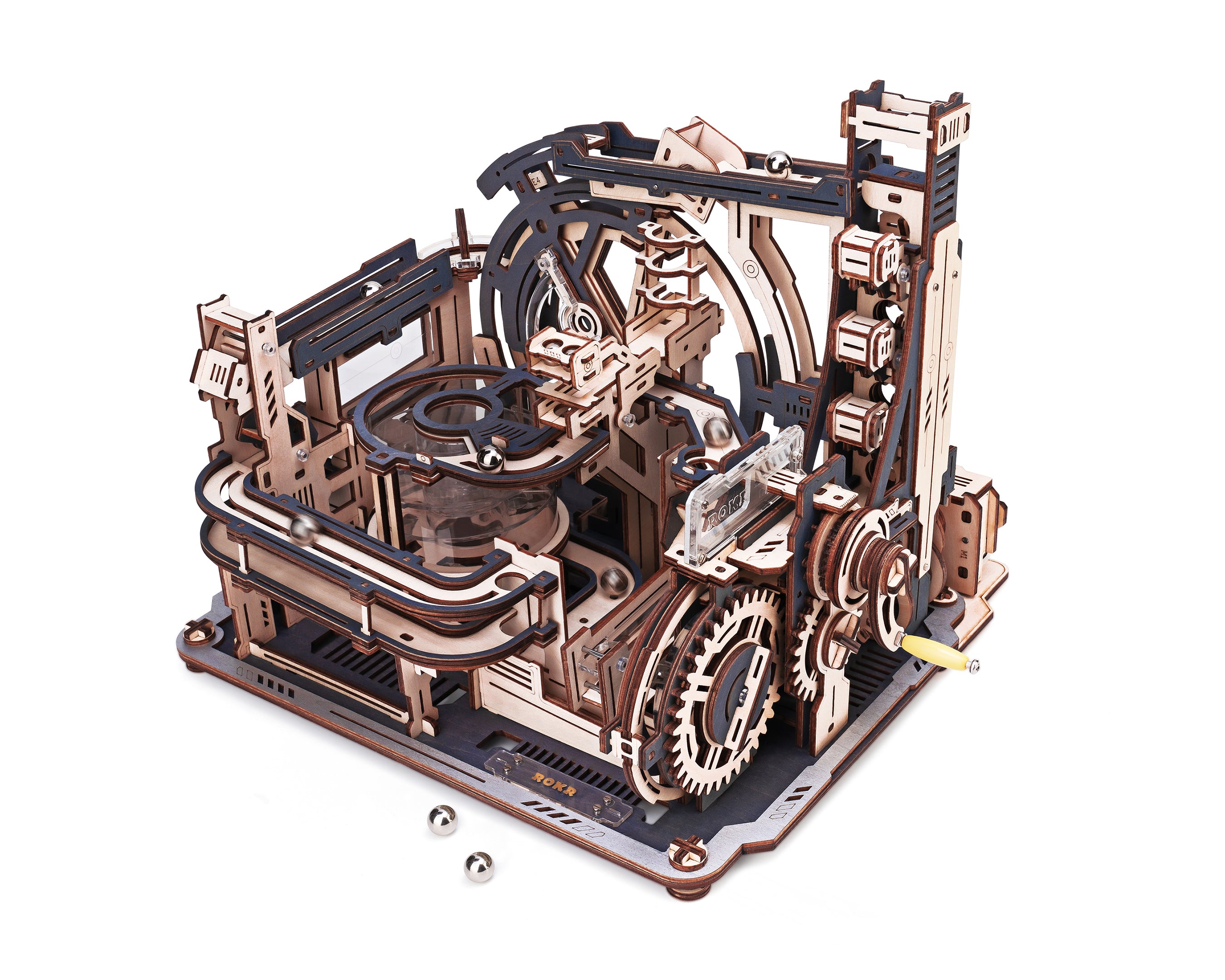 ROKR Marble Spaceport – Mekanisk 3D Kuglebane i Træ vist som samlet model