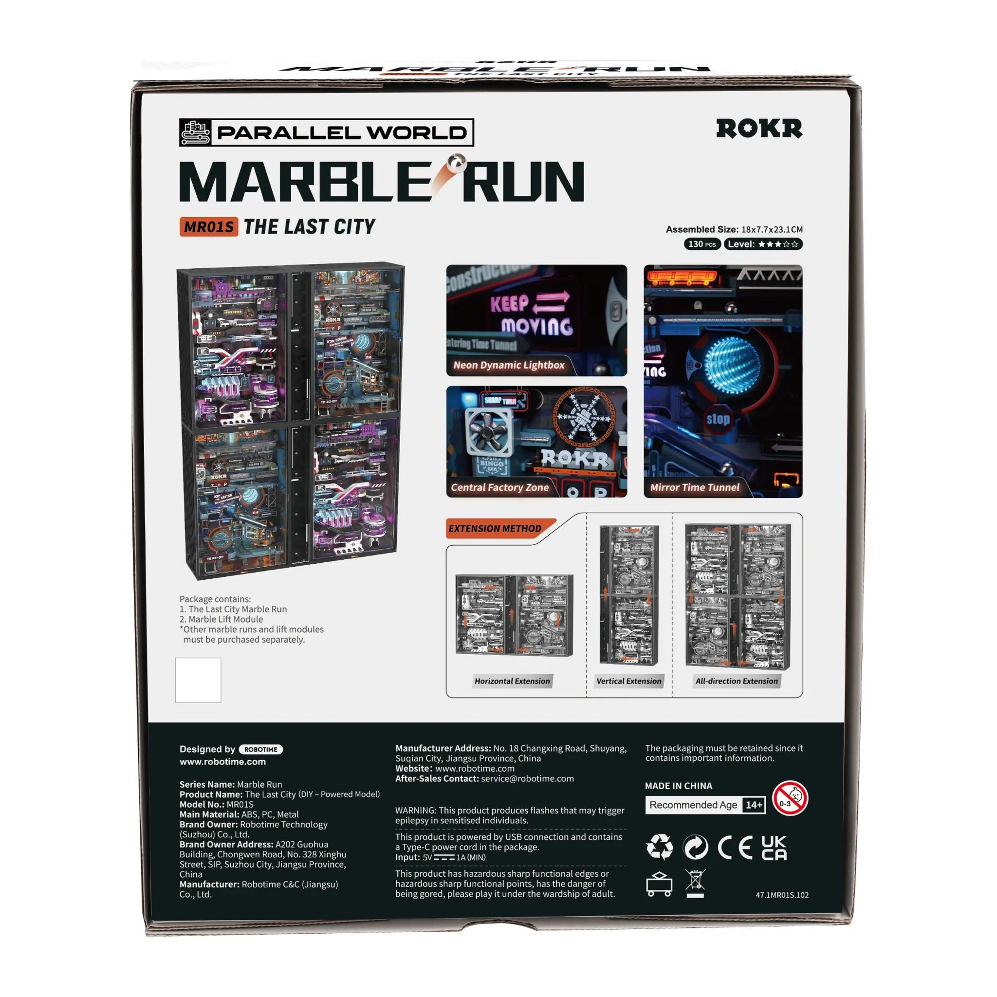 Emballage til ROKR The Last City – Mekanisk Marble Run 3D Puzzle fra Puzzles & More
