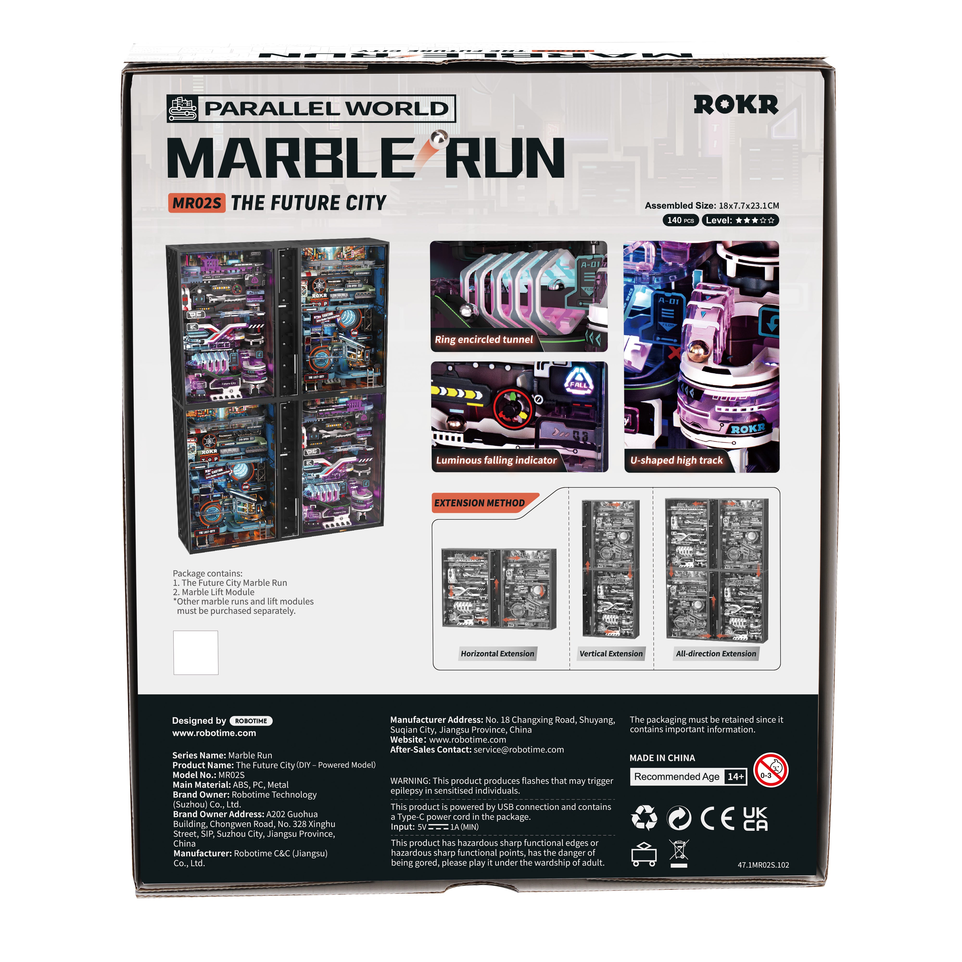 Emballage til ROKR The Future City – Mekanisk Marble Run 3D Puzzle fra Puzzles & More