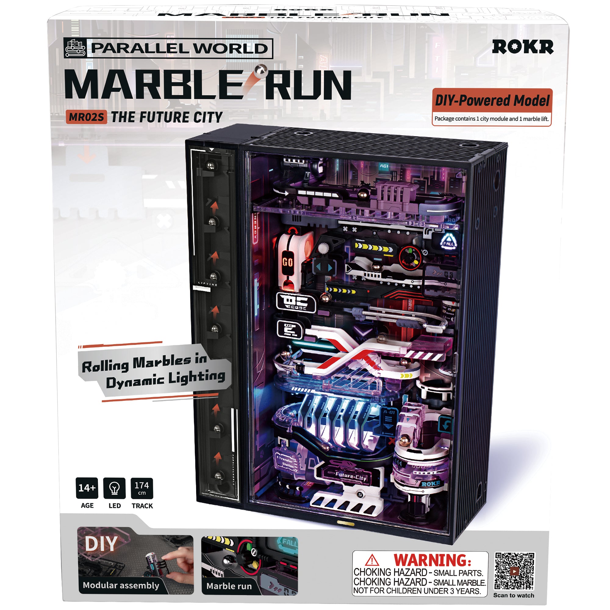 Emballage til ROKR The Future City – Mekanisk Marble Run 3D Puzzle fra Puzzles & More