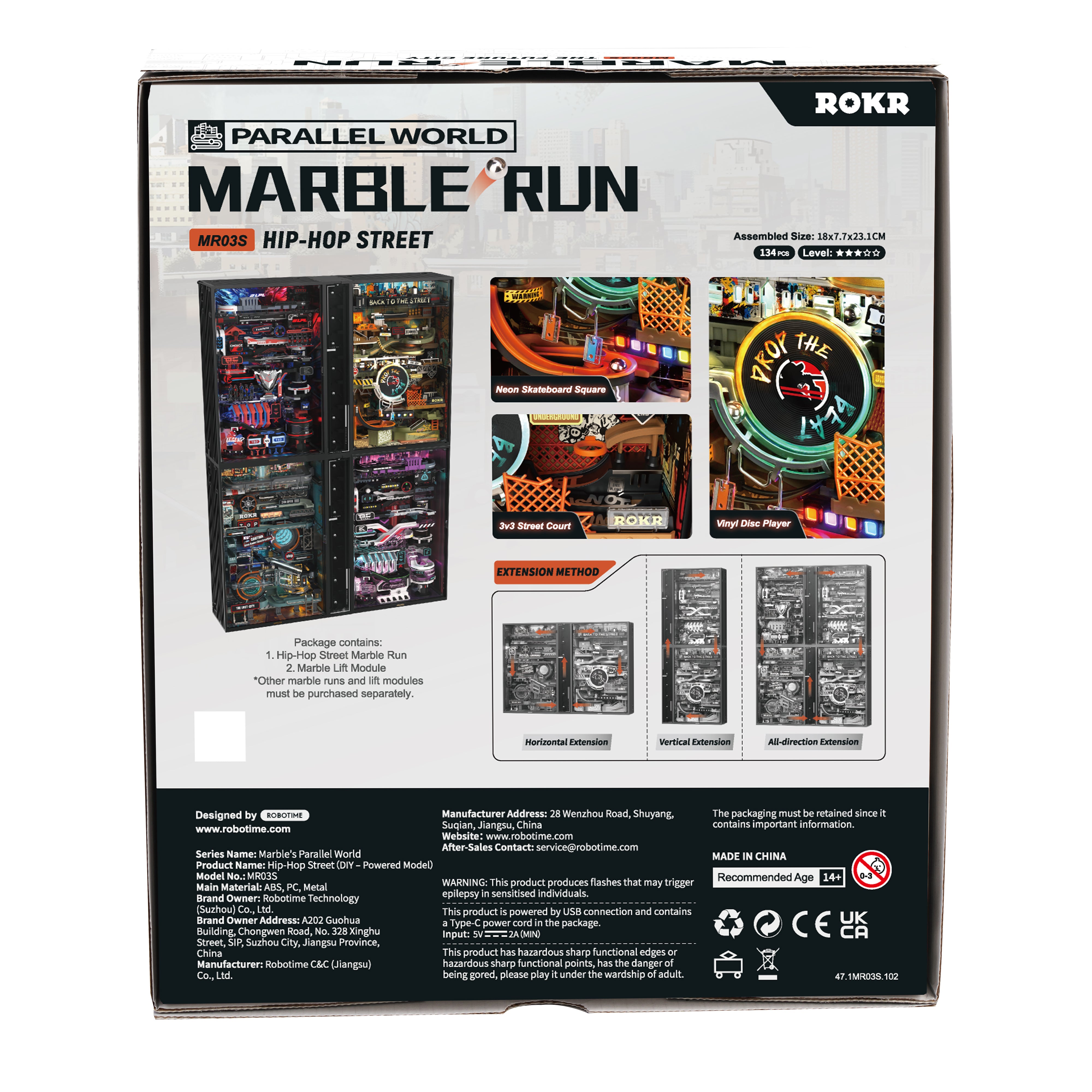 Emballage til ROKR Hip-Hop Street – Mekanisk Marble Run 3D Puzzle fra Puzzles & More