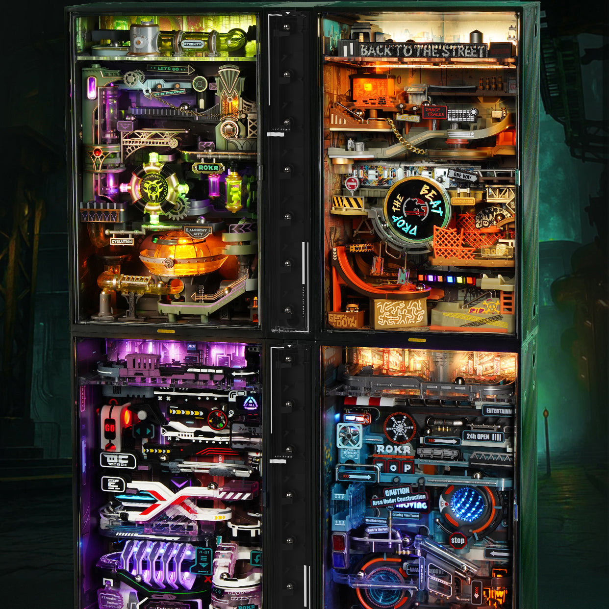 Detaljebillede af ROKR Alchemy City – Mekanisk Marble Run 3D Puzzle