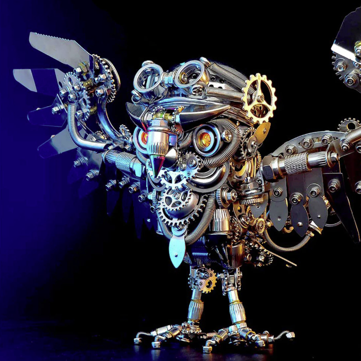 Detaljebillede af 3D Steampunk Owl metal puzzle