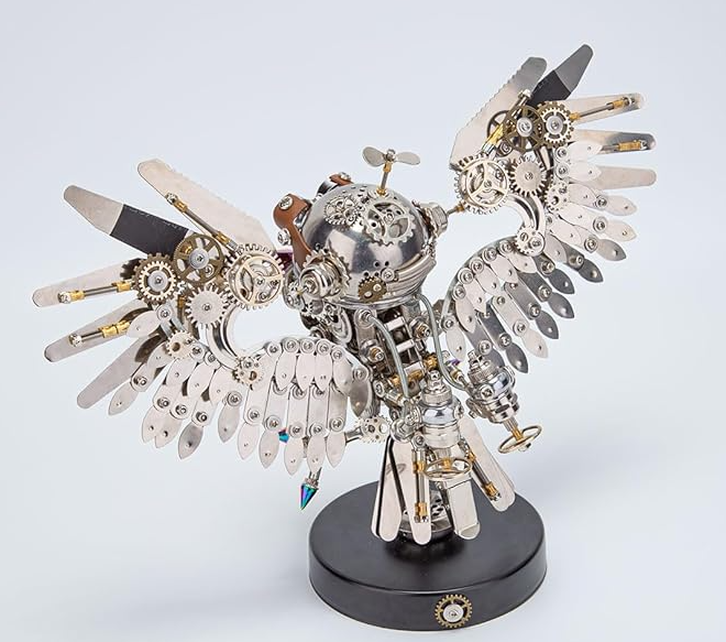 Detaljebillede af 3D Steampunk Owl metal puzzle