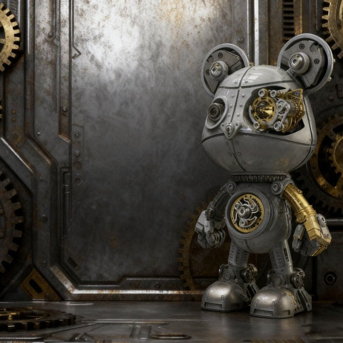Detaljebillede af 3D Cyberpunk Mecha Bear White/Silver/Gold