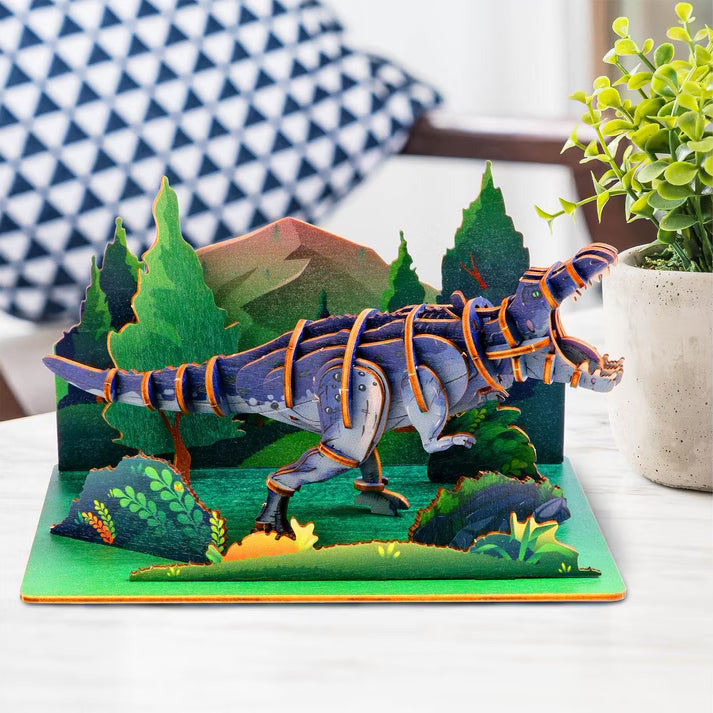 Detaljebillede af T-Rex 3D Puzzle fra EscapeWelt – 3D Træpuslespil for Kids
