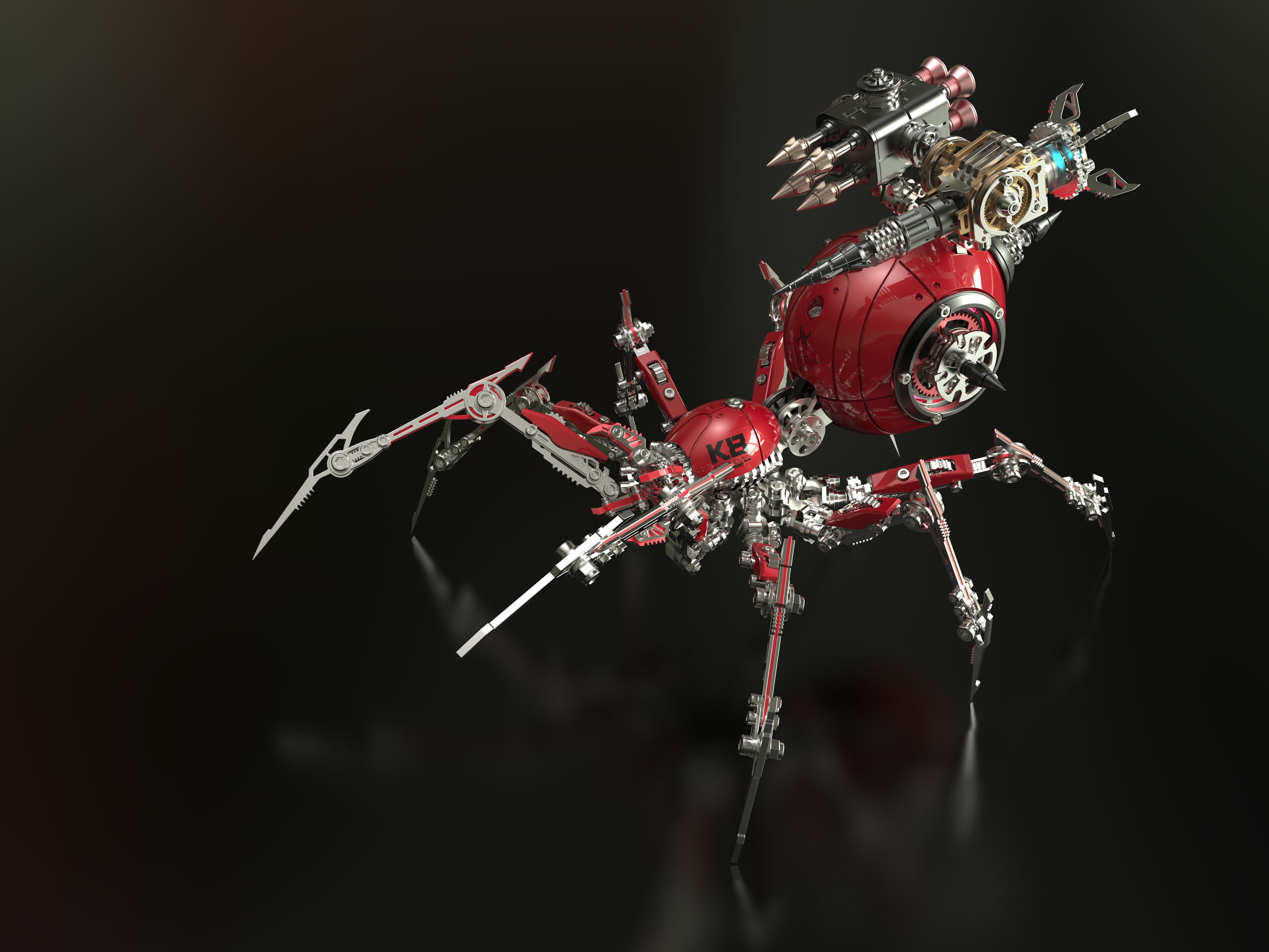 Detaljebillede af 3d War Spider Overlord - All Metal Red