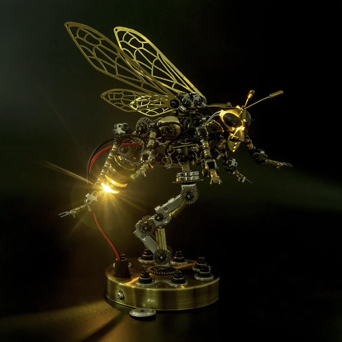 Detaljebillede af 3D Wasp On Pole metal puzzle