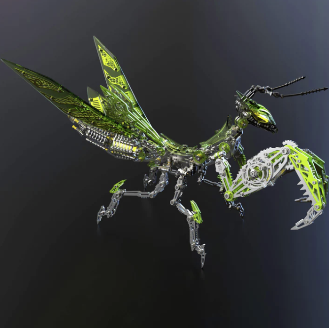 Detaljebillede af 3D Giant Praying Mantis Green/Silver
