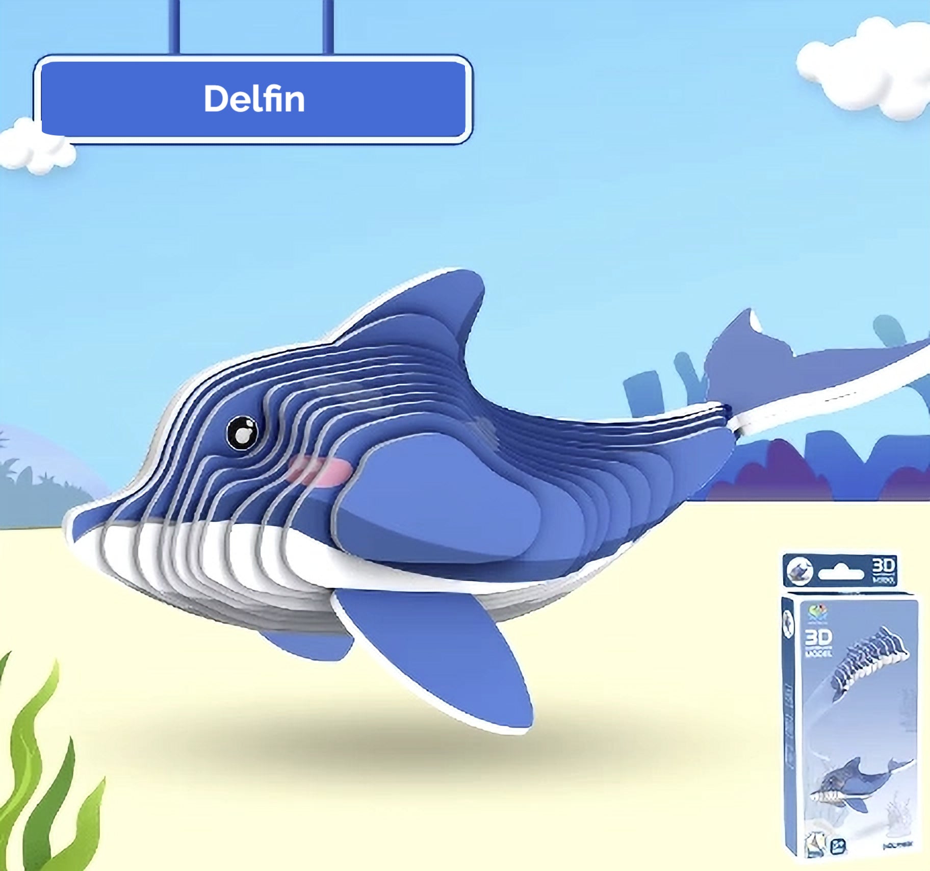 3D Paper Puzzle Delfin - Byggesæt fra Puzzles & More