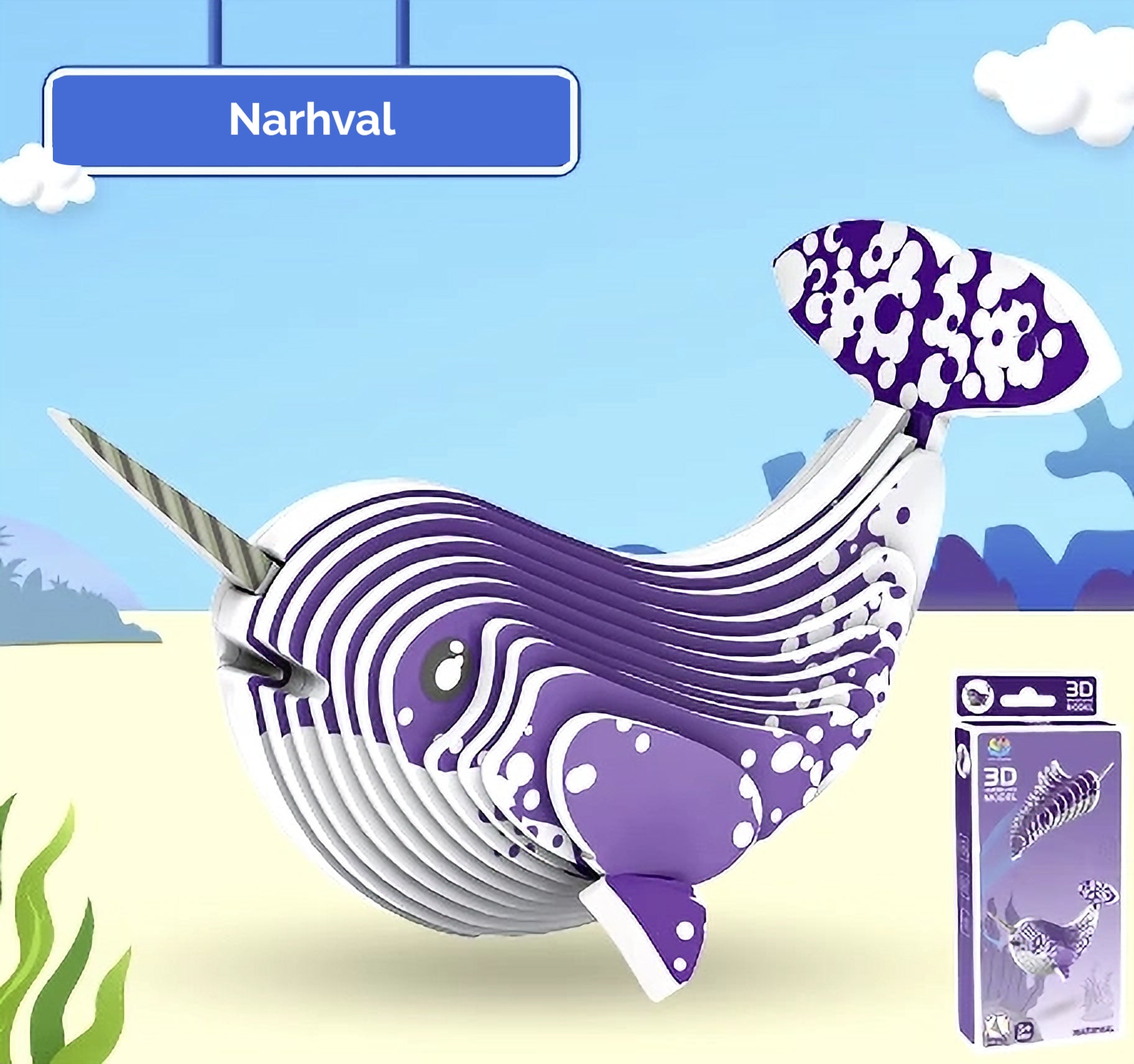 3D Paper Puzzle Narhval - Byggesæt fra Puzzles & More