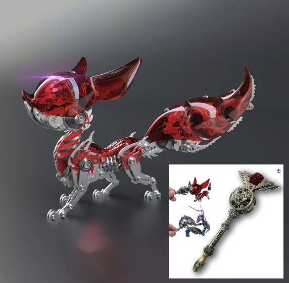 3D Fox metal puzzle + 3D Wand metal puzzle vist som samlet model