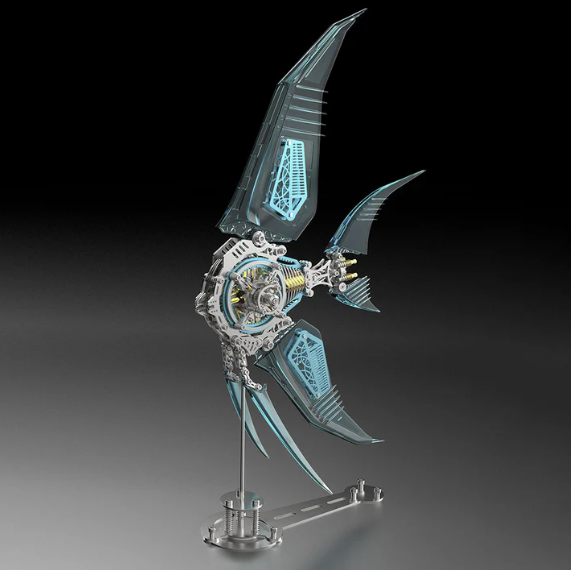 Detaljebillede af 3D Angel Fish Blue metal puzzle