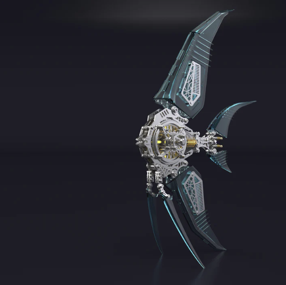 Detaljebillede af 3D Angel Fish Blue metal puzzle