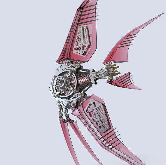 Detaljebillede af 3D Angel Fish Red metal puzzle