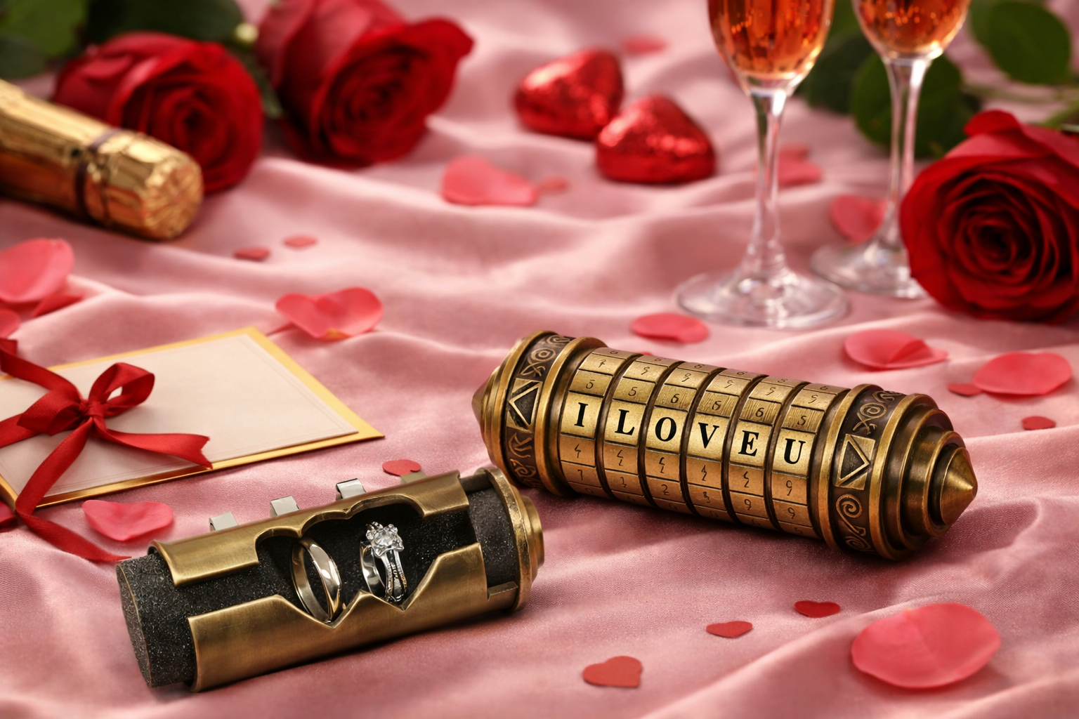Detaljebillede af Da Vinci Cryptex puzzle box - Rustik/Guld