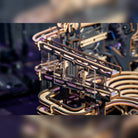 Detaljebillede af ROKR Marble Night City – Mekanisk 3D Kuglebane i Træ