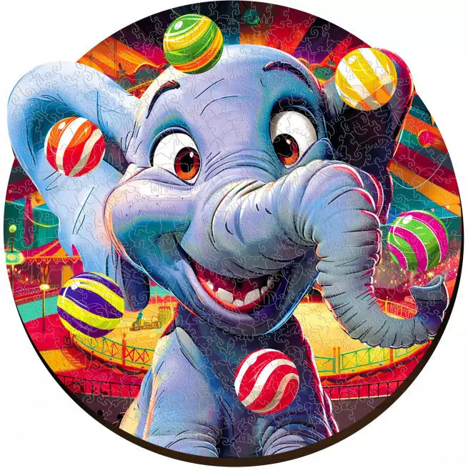 Funny Elephant Puzzle 200 pieces fra EscapeWelt – Træpuslespil vist som samlet model