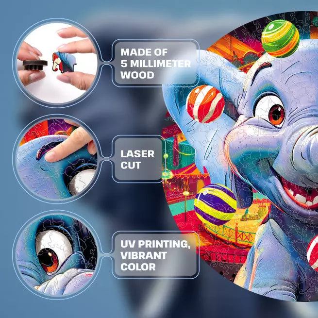 Detaljebillede af Funny Elephant Puzzle 200 pieces fra EscapeWelt – Træpuslespil