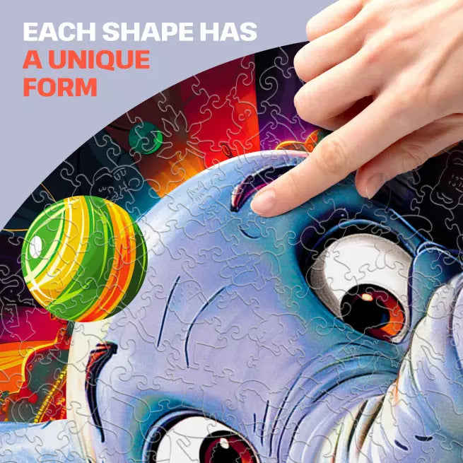 Detaljebillede af Funny Elephant Puzzle 200 pieces fra EscapeWelt – Træpuslespil