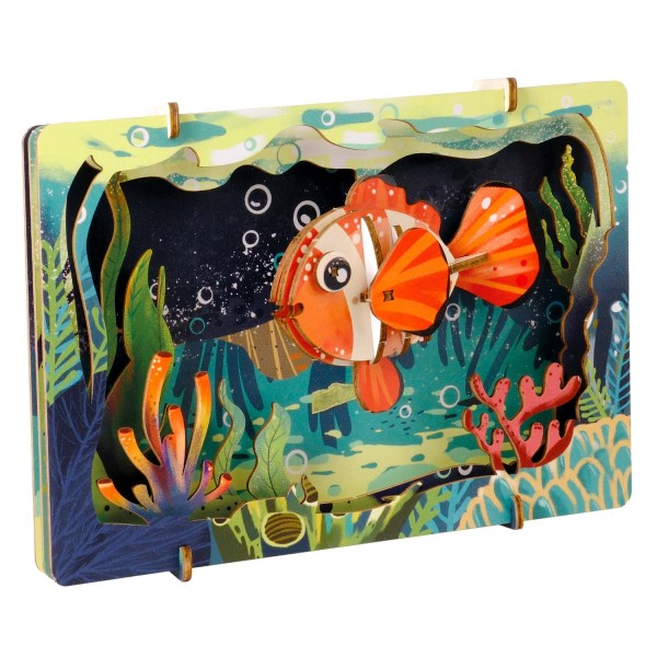 Detaljebillede af Clownfish 3D Puzzle fra EscapeWelt – 3D Træpuslespil for Kids