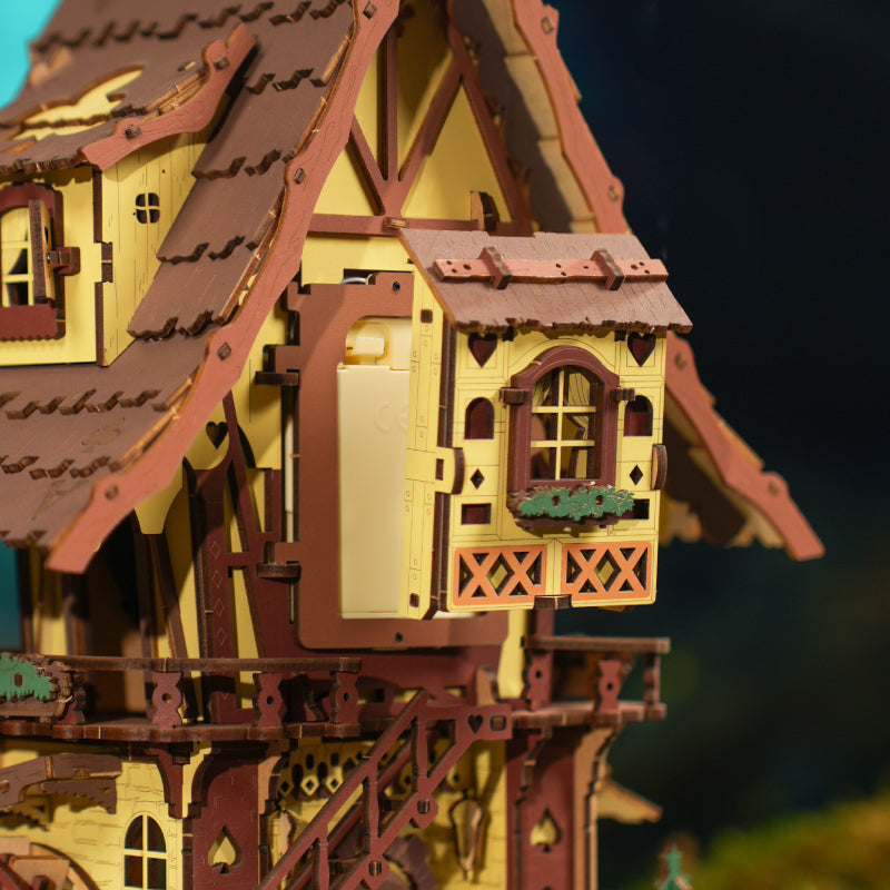 Detaljebillede af ROKR Cuckoo Clock – Mekanisk 3D Træpuslespil