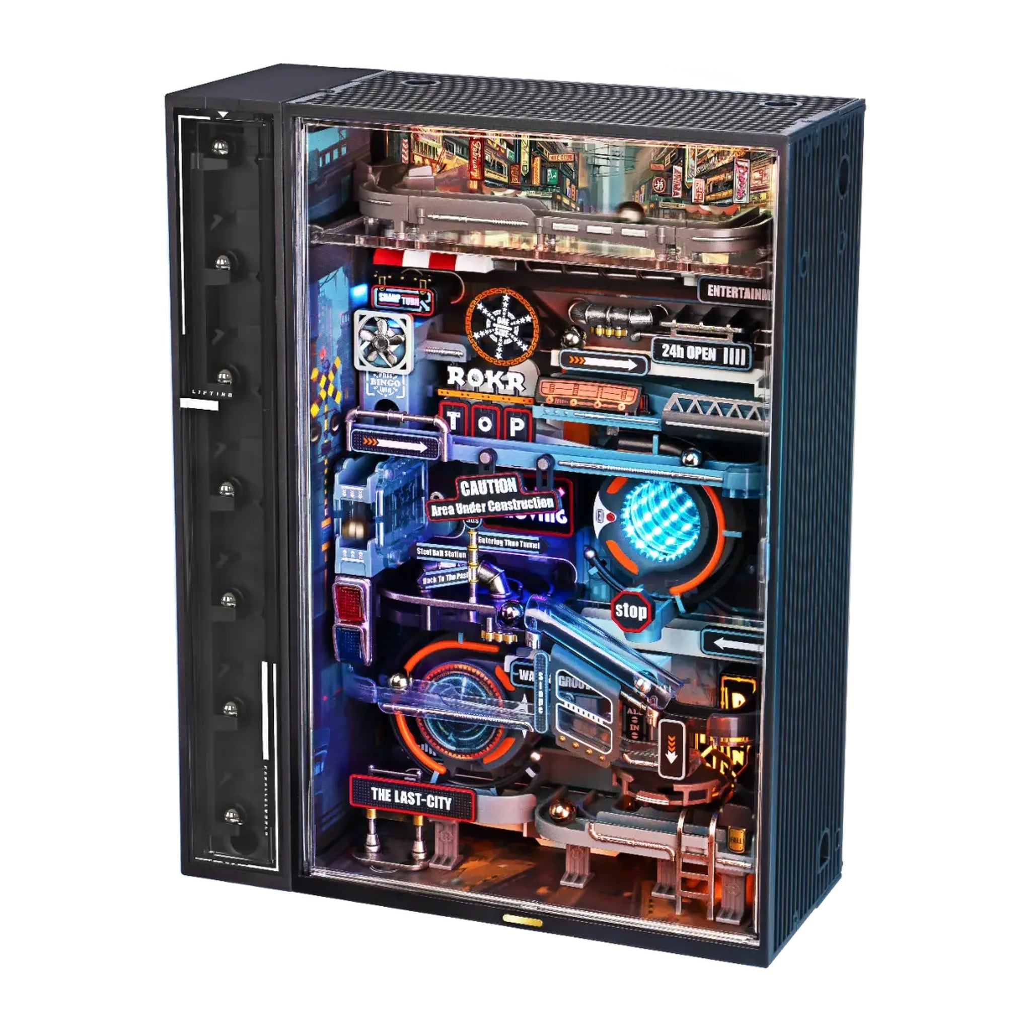 ROKR The Last City – Mekanisk Marble Run 3D Puzzle vist som samlet model
