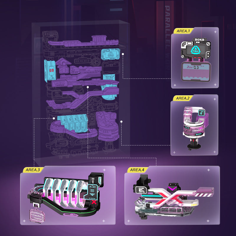 Detaljebillede af ROKR The Future City – Mekanisk Marble Run 3D Puzzle
