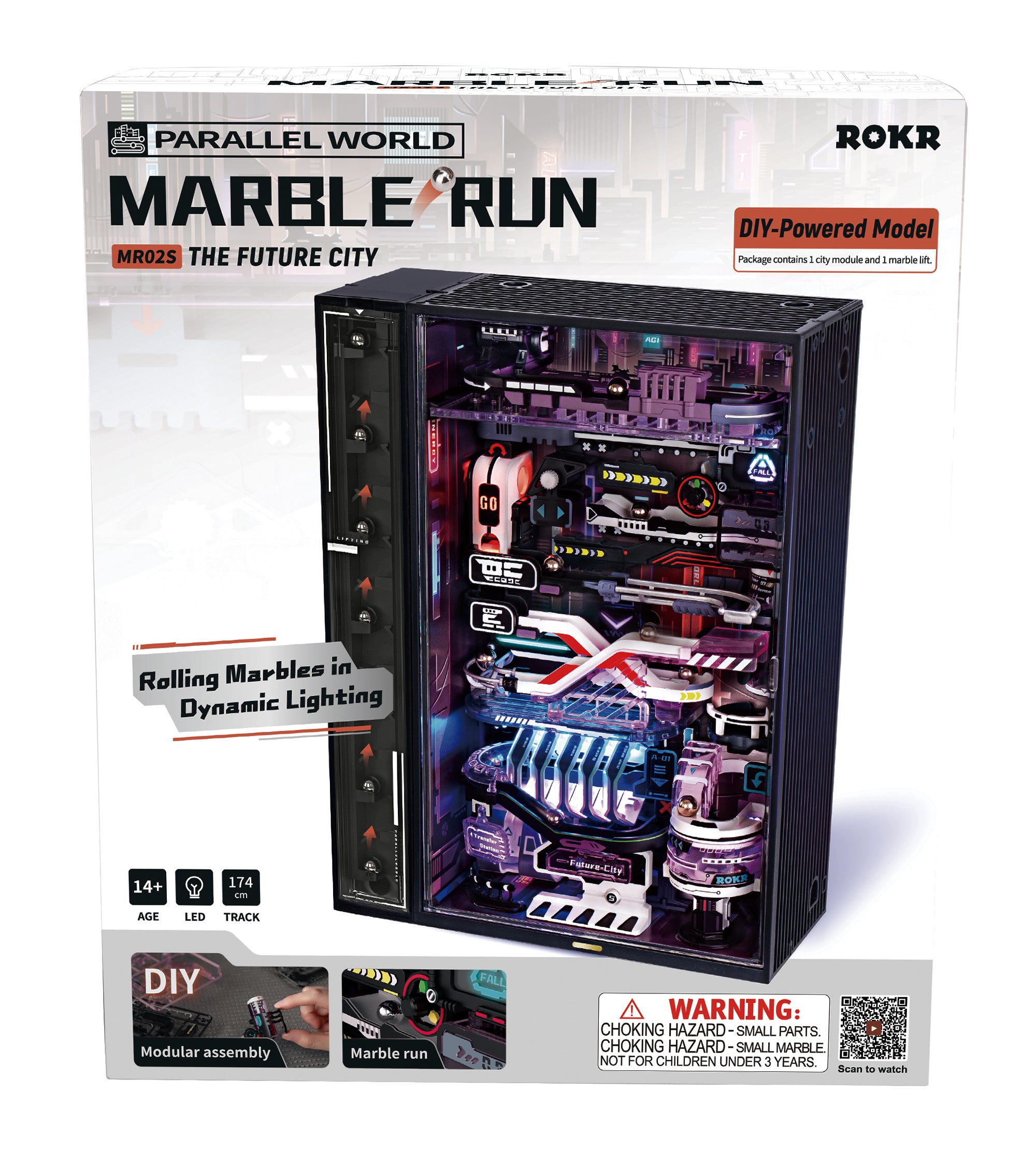 Emballage til ROKR The Future City – Mekanisk Marble Run 3D Puzzle fra Puzzles & More