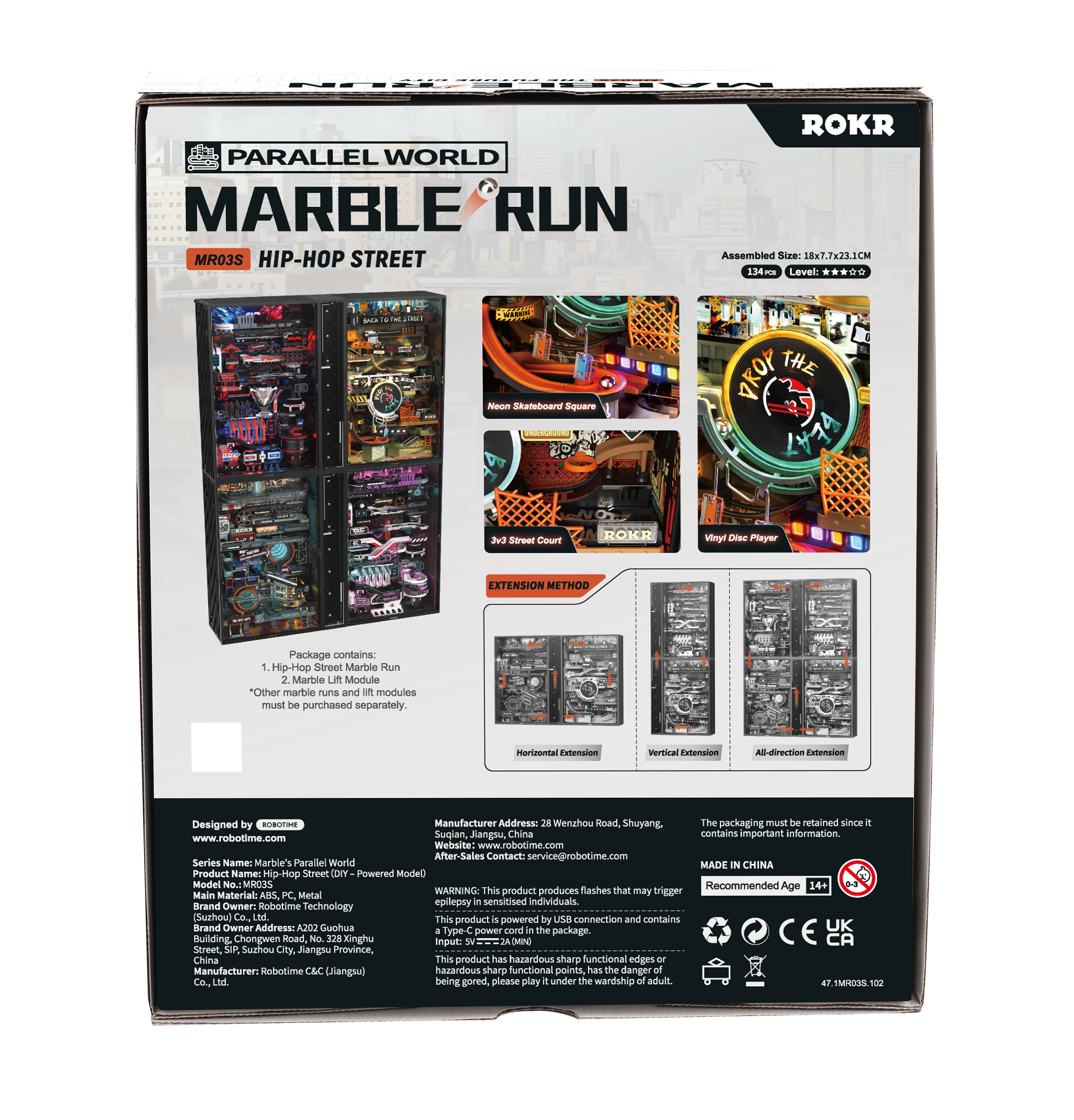 Emballage til ROKR Hip-Hop Street – Mekanisk Marble Run 3D Puzzle fra Puzzles & More