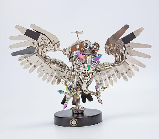 Detaljebillede af 3D Steampunk Owl metal puzzle