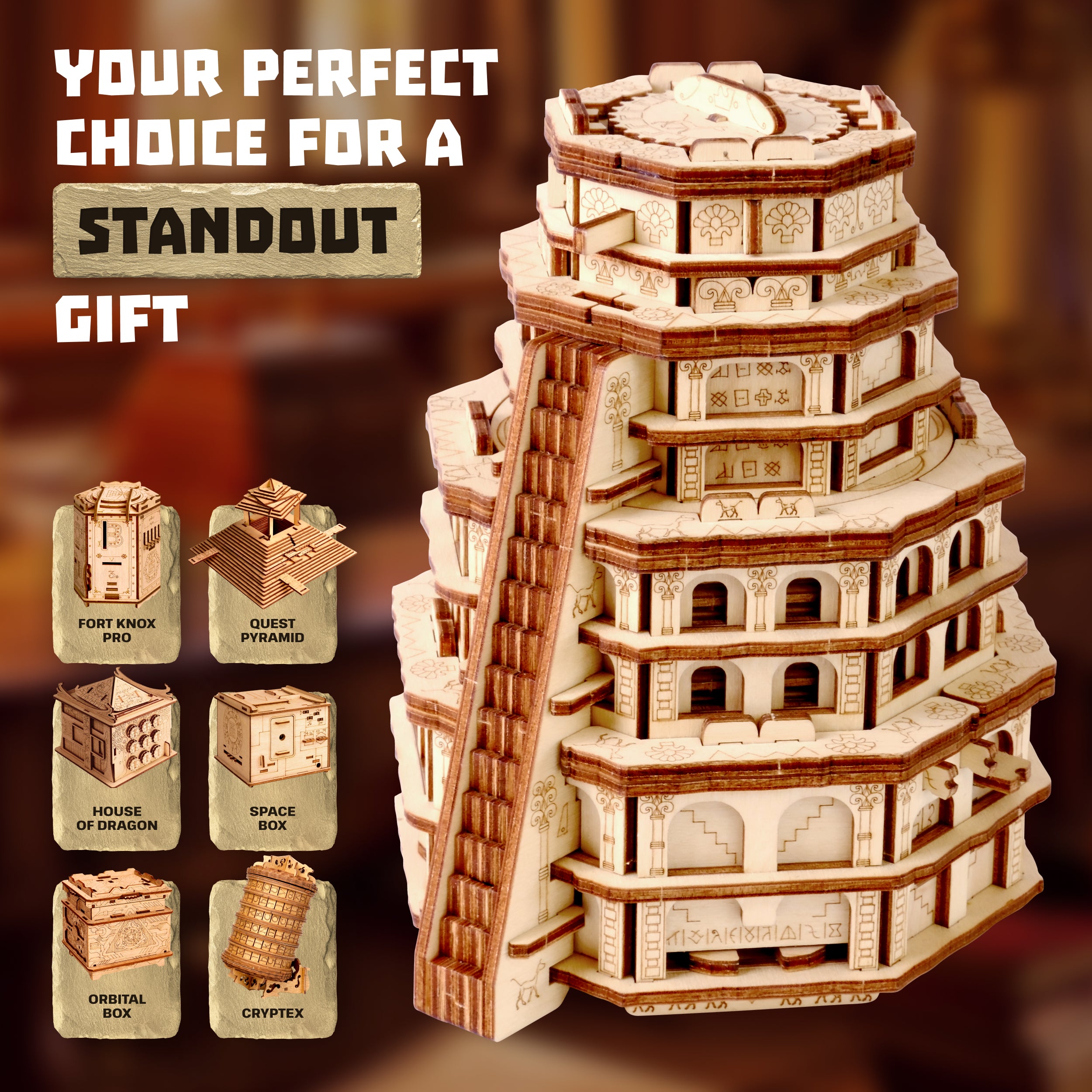 Detaljebillede af Quest Tower fra EscapeWelt – Escape Room in a Box